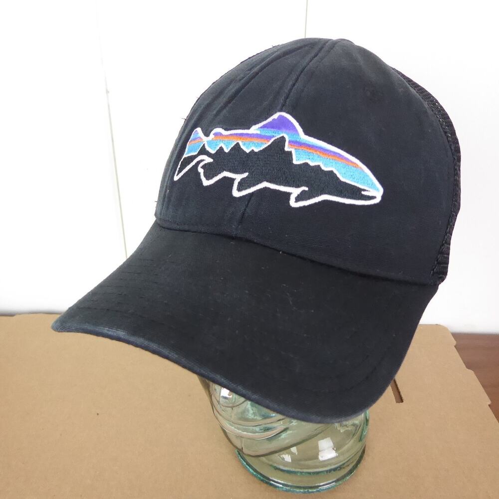 Patagonia Baseball Trucker Hat Cap Mesh Snap Back Embroidered Fish Logo Gorpcore